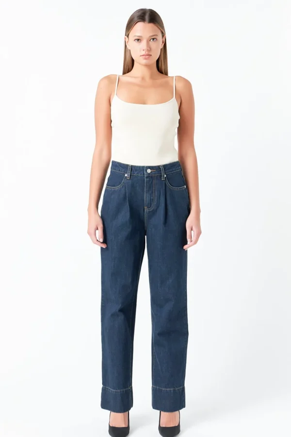 GREY LAB Denim | Matching Sets*- High Waisted Wide Leg Pants NAVY