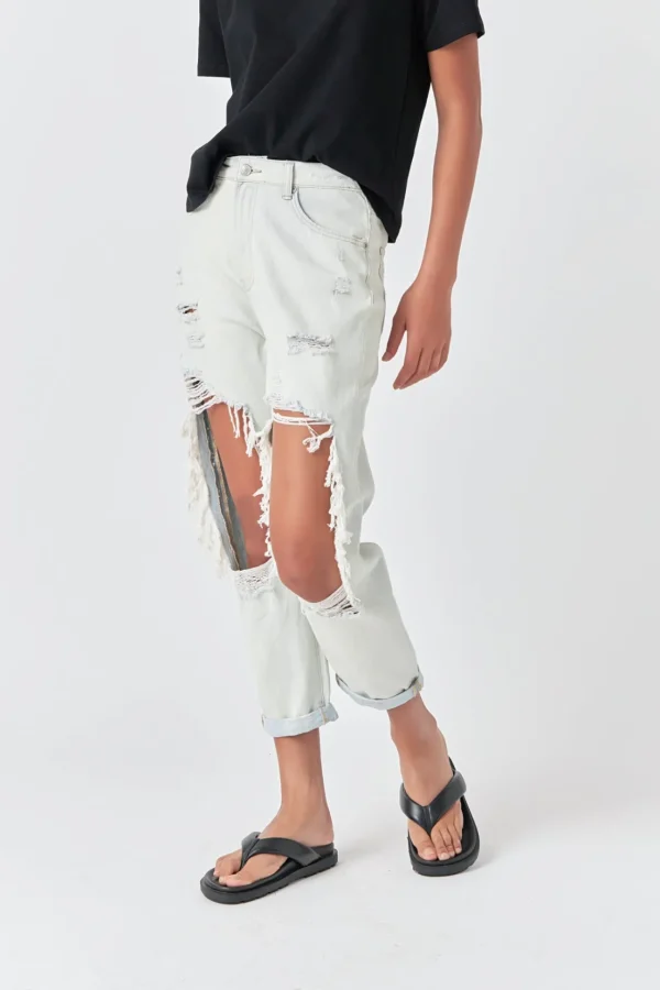 GREY LAB Denim | Tops*- Highly Distressed Jeans LIGHTDENIM