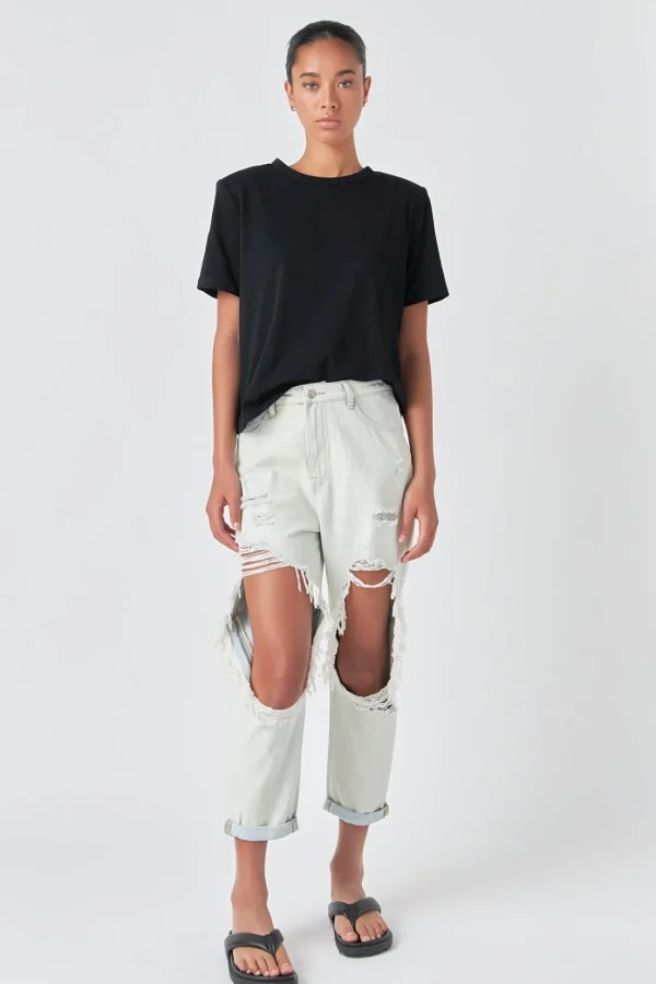 GREY LAB Denim | Tops*- Highly Distressed Jeans LIGHTDENIM