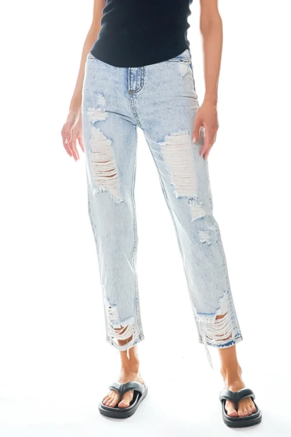 GREY LAB Denim | Tops*- High-Waisted Distressed Straight Leg Jeans