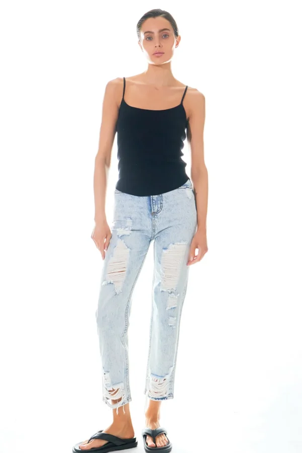 GREY LAB Denim | Tops*- High-Waisted Distressed Straight Leg Jeans
