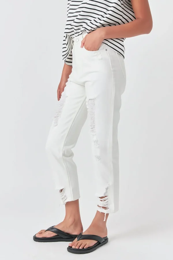 GREY LAB Denim | Tops*- High-Waisted Distressed Straight Leg Jeans
