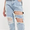 GREY LAB Denim | Tops*- High-Waisted Ripped Straight Leg Jeans