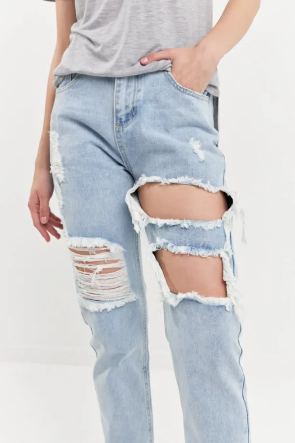 GREY LAB Denim | Tops*- High-Waisted Ripped Straight Leg Jeans