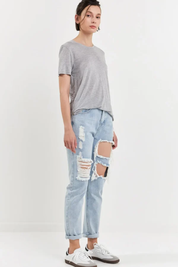 GREY LAB Denim | Tops*- High-Waisted Ripped Straight Leg Jeans