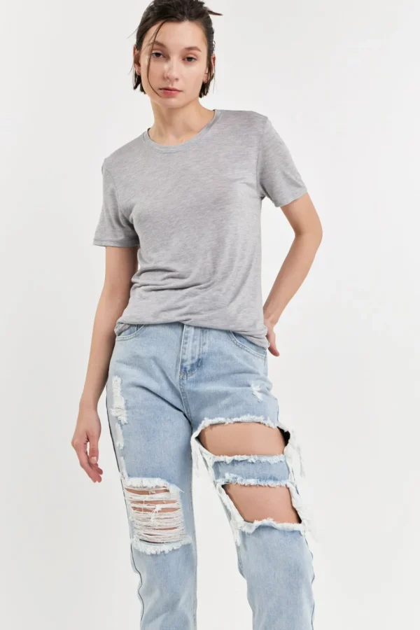 GREY LAB Denim | Tops*- High-Waisted Ripped Straight Leg Jeans