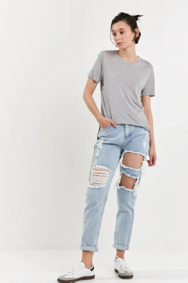 GREY LAB Denim | Tops*- High-Waisted Ripped Straight Leg Jeans