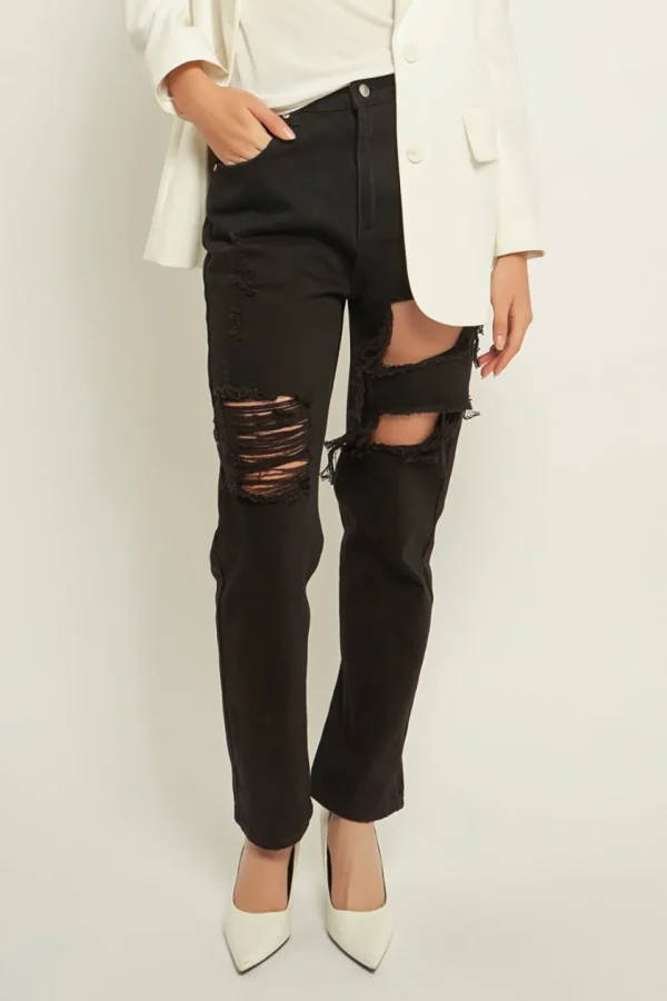 GREY LAB Denim | Tops*- High-Waisted Ripped Straight Leg Jeans