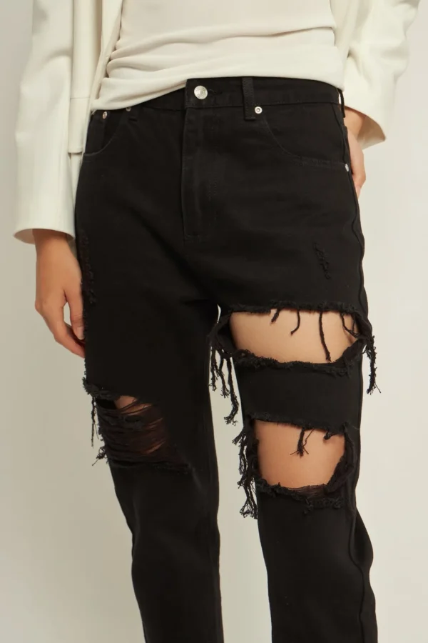 GREY LAB Denim | Tops*- High-Waisted Ripped Straight Leg Jeans