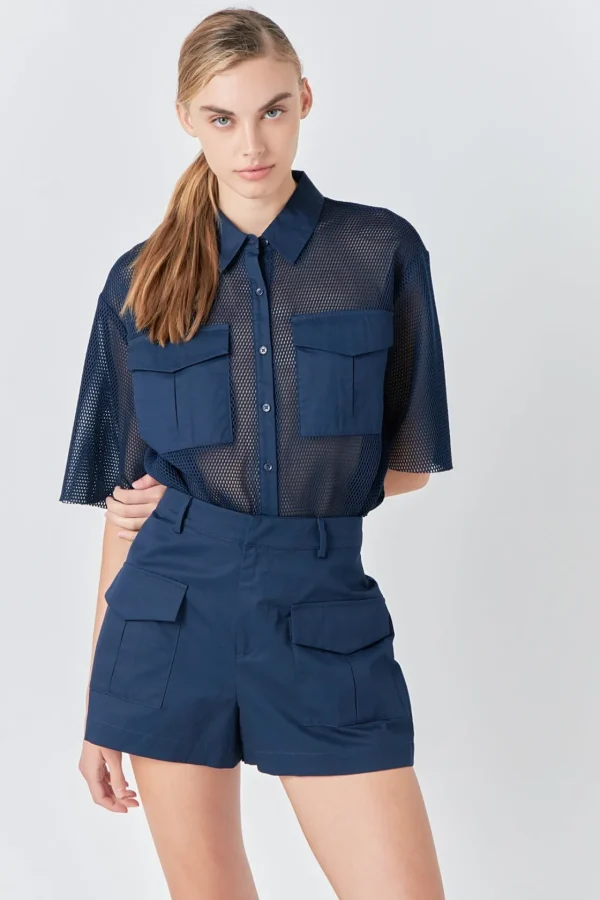 GREY LAB Matching Sets | Shorts & Skorts*- High-Waisted Shorts with Pockets NAVY