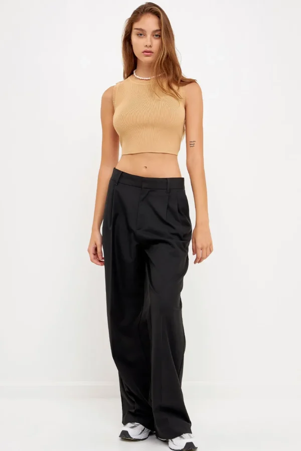GREY LAB Sweaters & Knits | Tops*- Knit Crew Neck Cropped Tank Top