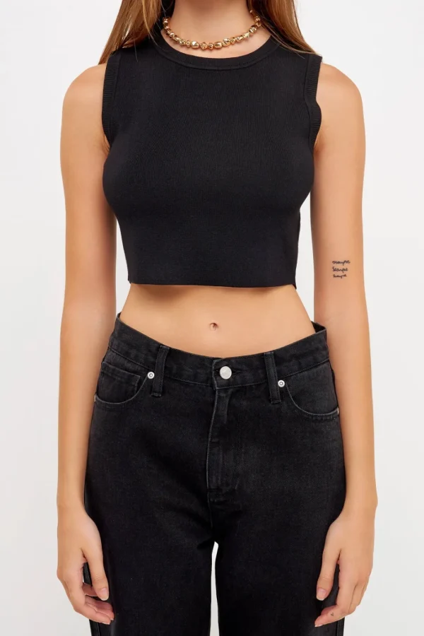 GREY LAB Sweaters & Knits | Tops*- Knit Crew Neck Cropped Tank Top