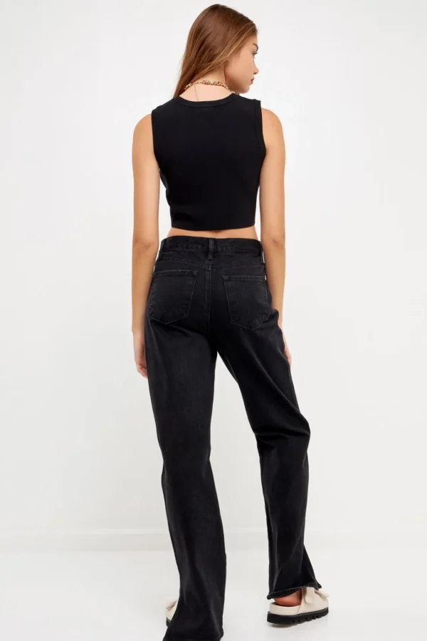 GREY LAB Sweaters & Knits | Tops*- Knit Crew Neck Cropped Tank Top