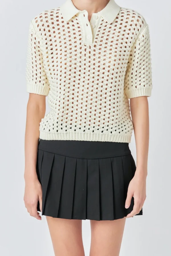 GREY LAB Sweaters & Knits | Shirts & Blouses*- Knit Mesh Shirt CREAM
