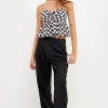 GREY LAB Tops*- Knotted Checker Print Top BLACK/WHITE