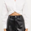 GREY LAB Shirts & Blouses | Tops*- Knotted Front Cropped Shirts WHITE