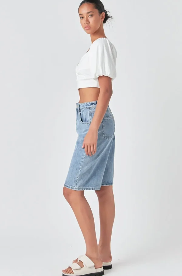 GREY LAB Tops*- Knotted Top with Short Puff Sleeves WHITE