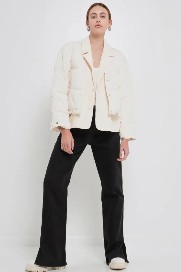 GREY LAB Jackets & Coats | Tops*- Layered Quilted Jacket CREAM