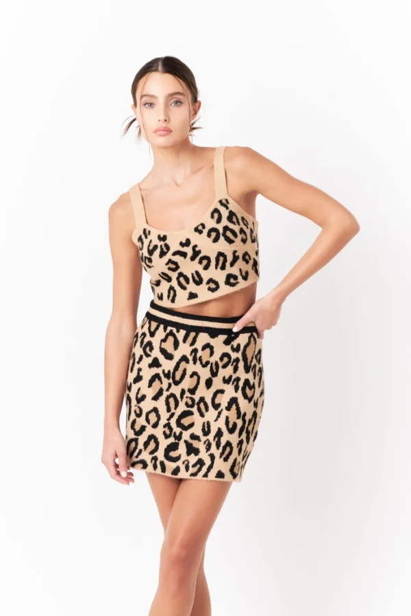 GREY LAB Skirts | Tops*- Knit Mini Skirt LEOPARD