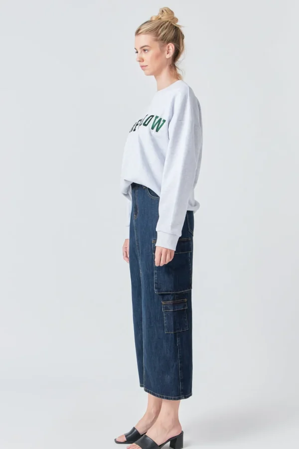 GREY LAB Tops*- Letter Patch Sweatshirt HEATHERGREY