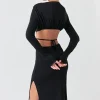 GREY LAB Tops*- Long Sleeve Open-Back Maxi Dress