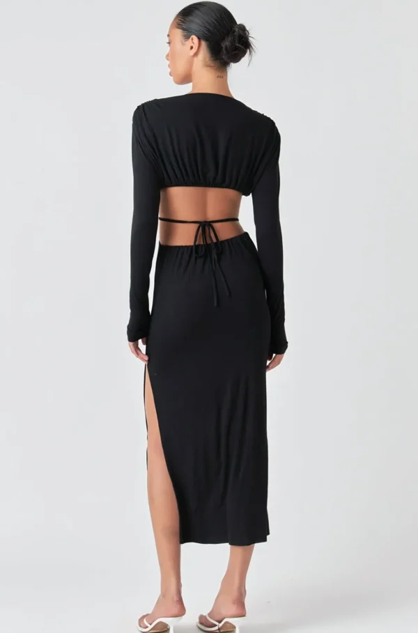 GREY LAB Tops*- Long Sleeve Open-Back Maxi Dress