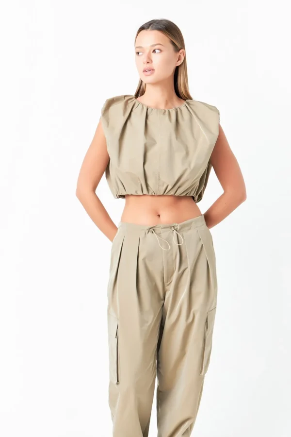 GREY LAB Pants | Tops*- Low Waisted Pleated Cargo Pants