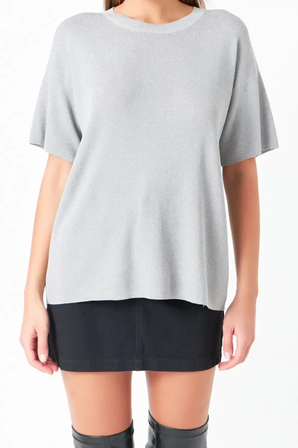 GREY LAB Sweaters & Knits | Tops*- Lurex Short Sleeves Knit Top GREY