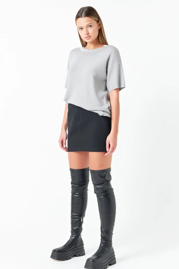 GREY LAB Sweaters & Knits | Tops*- Lurex Short Sleeves Knit Top GREY