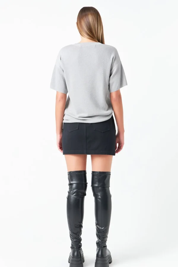 GREY LAB Sweaters & Knits | Tops*- Lurex Short Sleeves Knit Top GREY