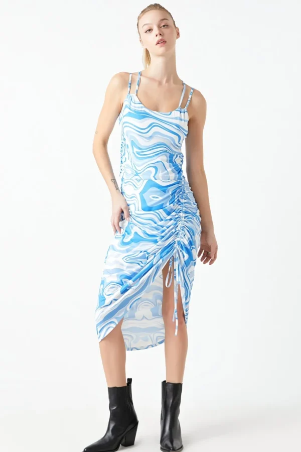 GREY LAB Matching Sets | Skirts*- Marble Print Slit Midi Skirt BLUEMULTI