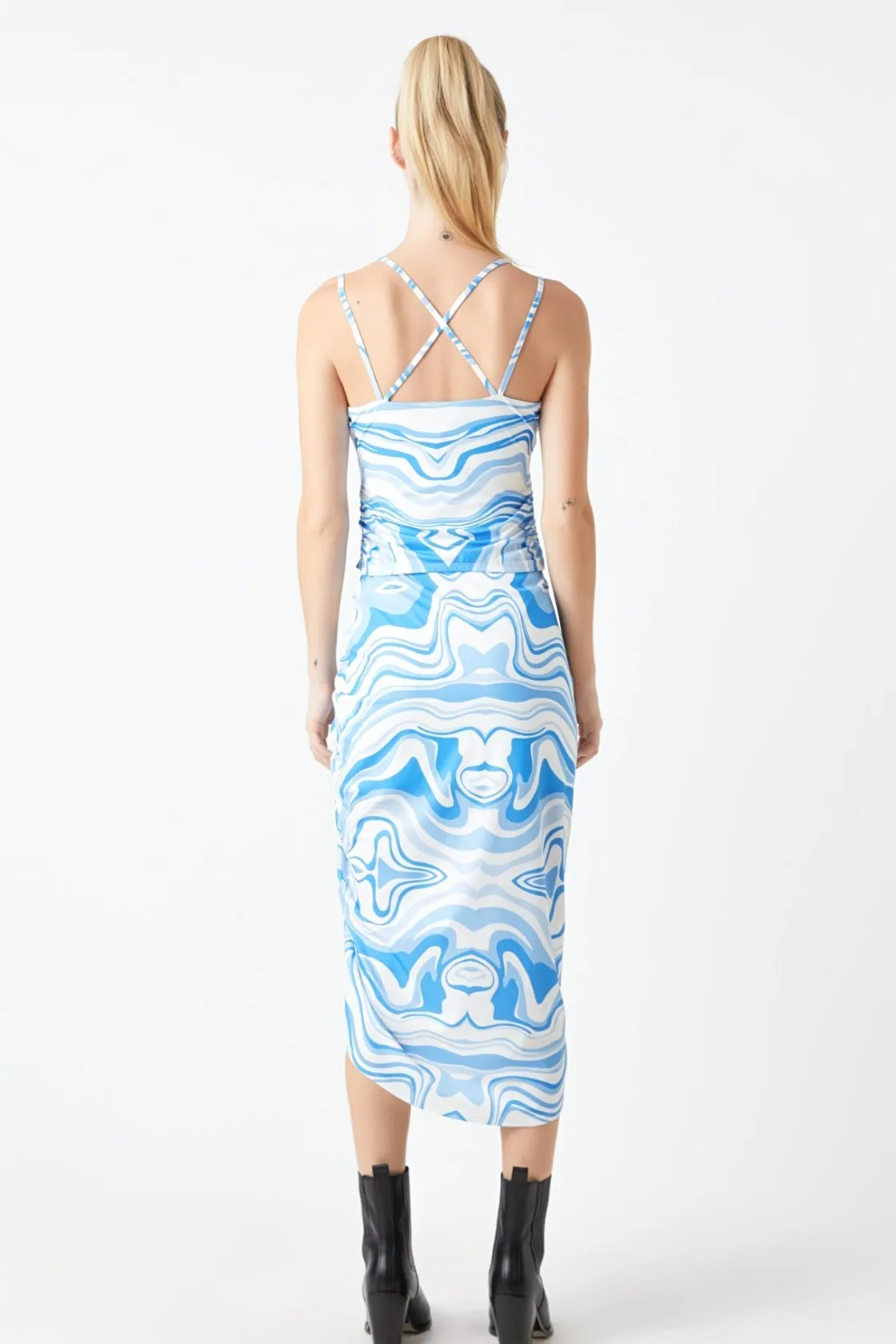 grey_lab__marble_print_sl_4.webp GREY LAB Matching Sets | Skirts*- Marble Print Slit Midi Skirt BLUEMULTI