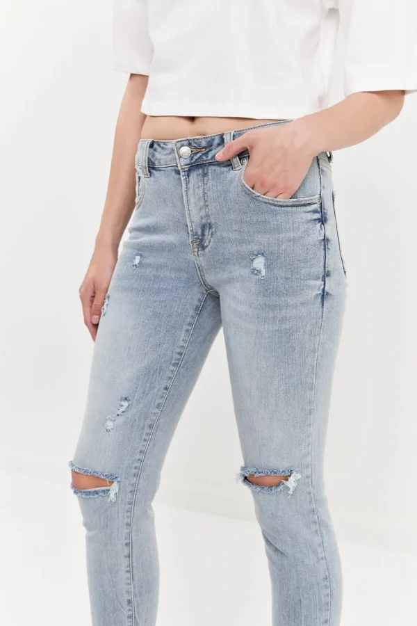 GREY LAB Denim | Tops*- Mid Rise Distressed Ankle Skinny Jeans LIGHTBLUE
