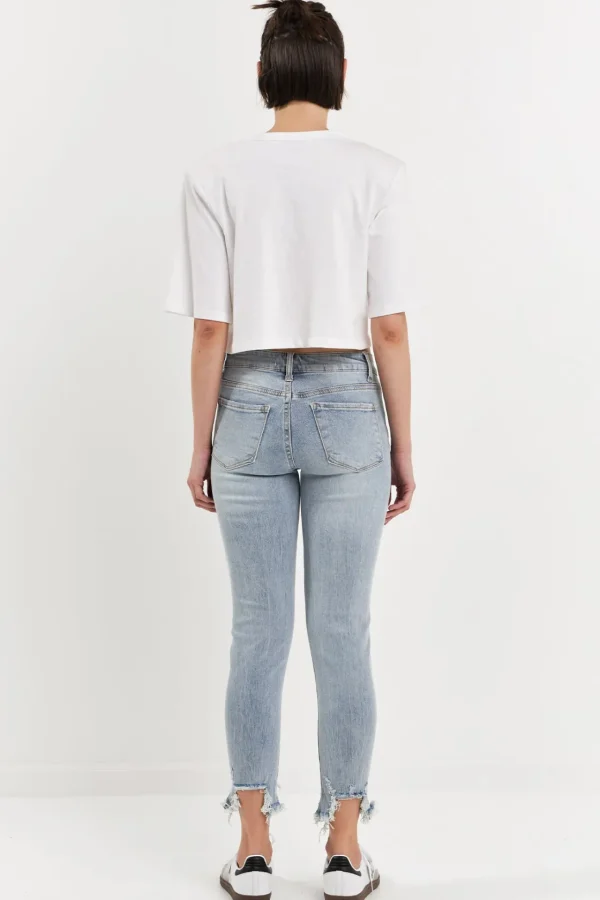 GREY LAB Denim | Tops*- Mid Rise Distressed Ankle Skinny Jeans LIGHTBLUE