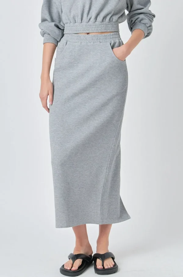 GREY LAB Loungewear | Matching Sets*- Mid-Waisted French Terry Maxi Skirt HEATHERGREY