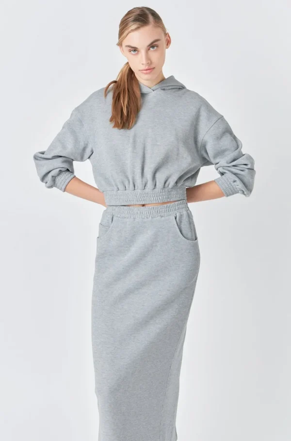 GREY LAB Loungewear | Matching Sets*- Mid-Waisted French Terry Maxi Skirt HEATHERGREY