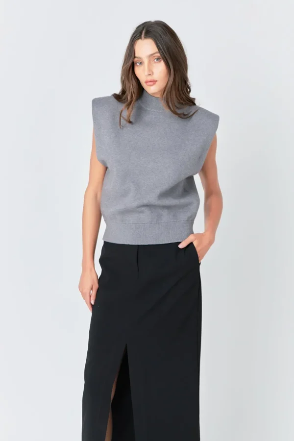 GREY LAB Sweaters & Knits | Tops*- Mock Neck Sleeveless Knit Top