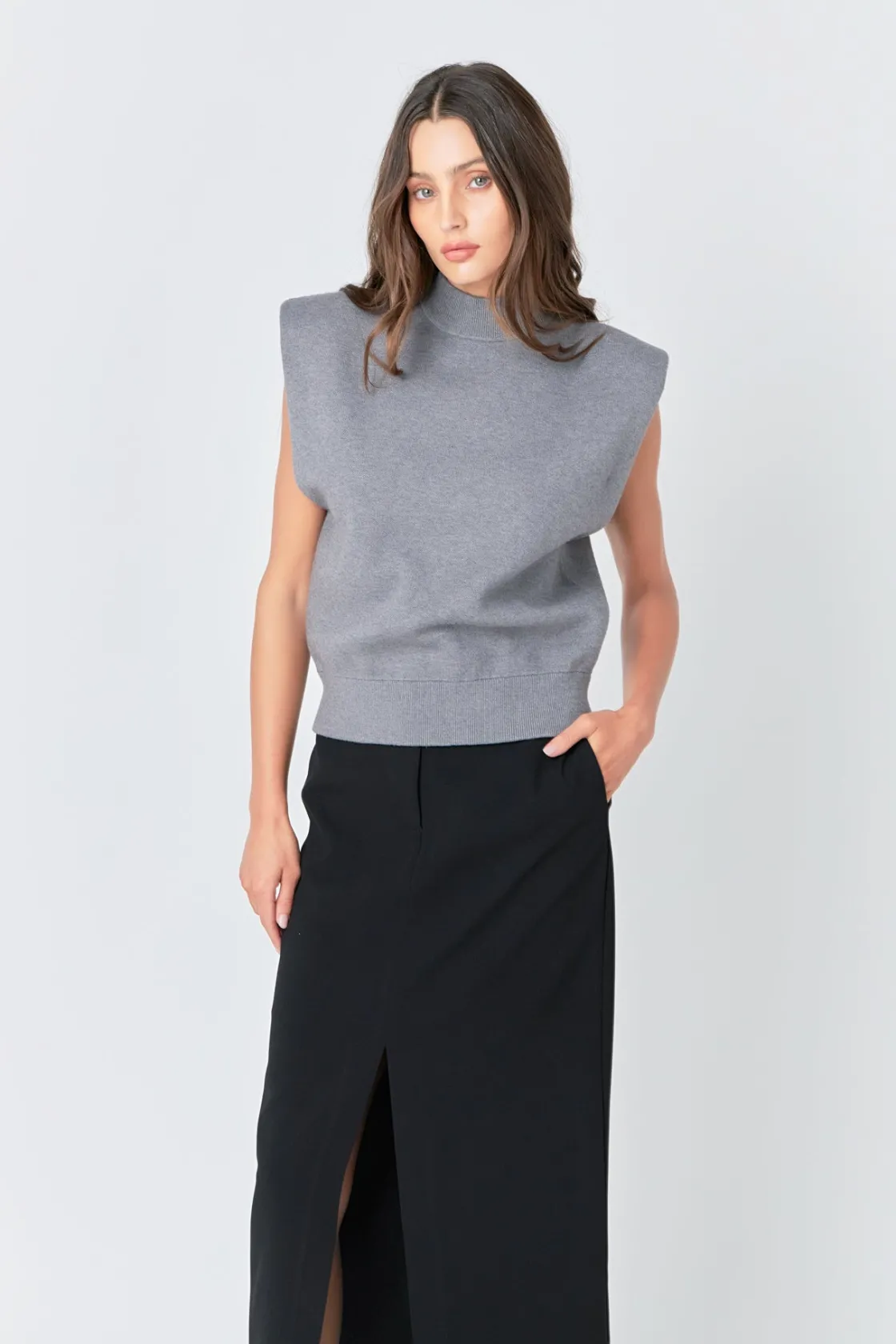 grey_lab__mock_neck_sleev_4.webp GREY LAB Sweaters & Knits | Tops*- Mock Neck Sleeveless Knit Top