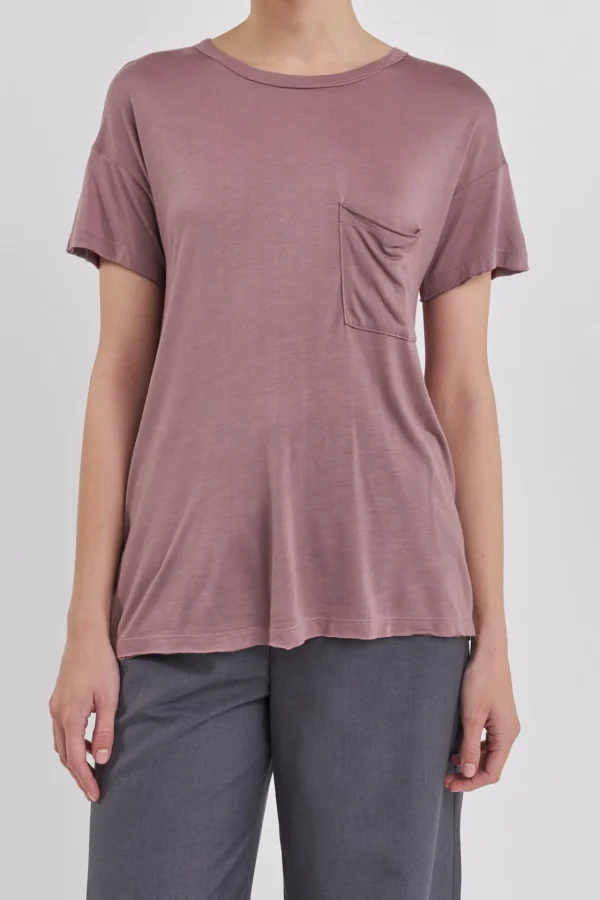 GREY LAB Tops*- Modal Pocket T-Shirt MAUVE