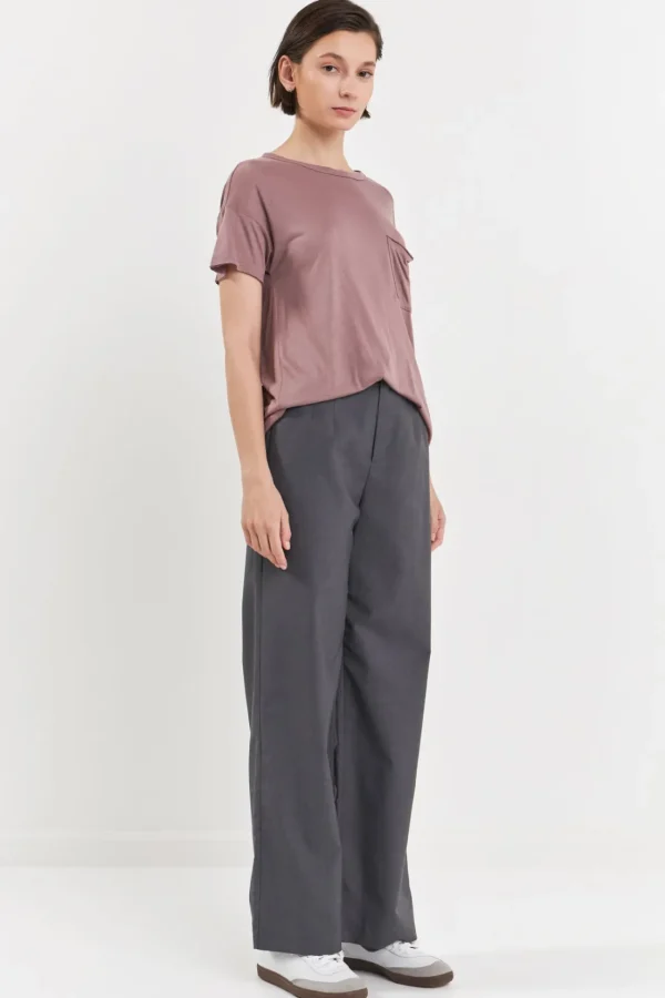 GREY LAB Tops*- Modal Pocket T-Shirt MAUVE