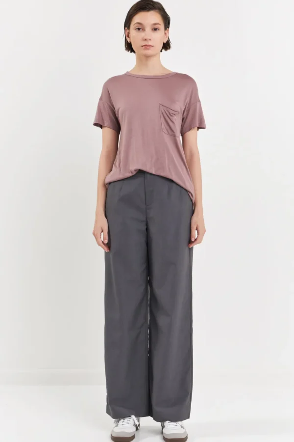 GREY LAB Tops*- Modal Pocket T-Shirt MAUVE