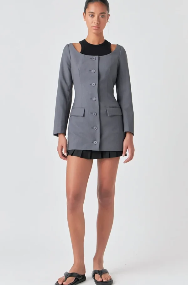 GREY LAB Blazers | Tops*- Off the Shoulder Blazer HEATHERGREY
