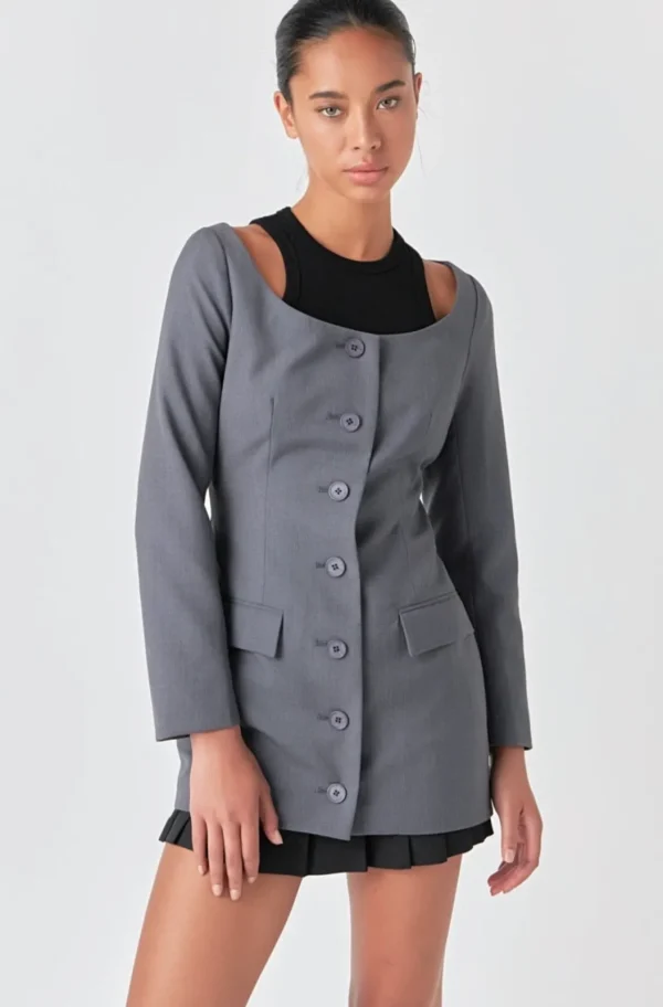 GREY LAB Blazers | Tops*- Off the Shoulder Blazer HEATHERGREY