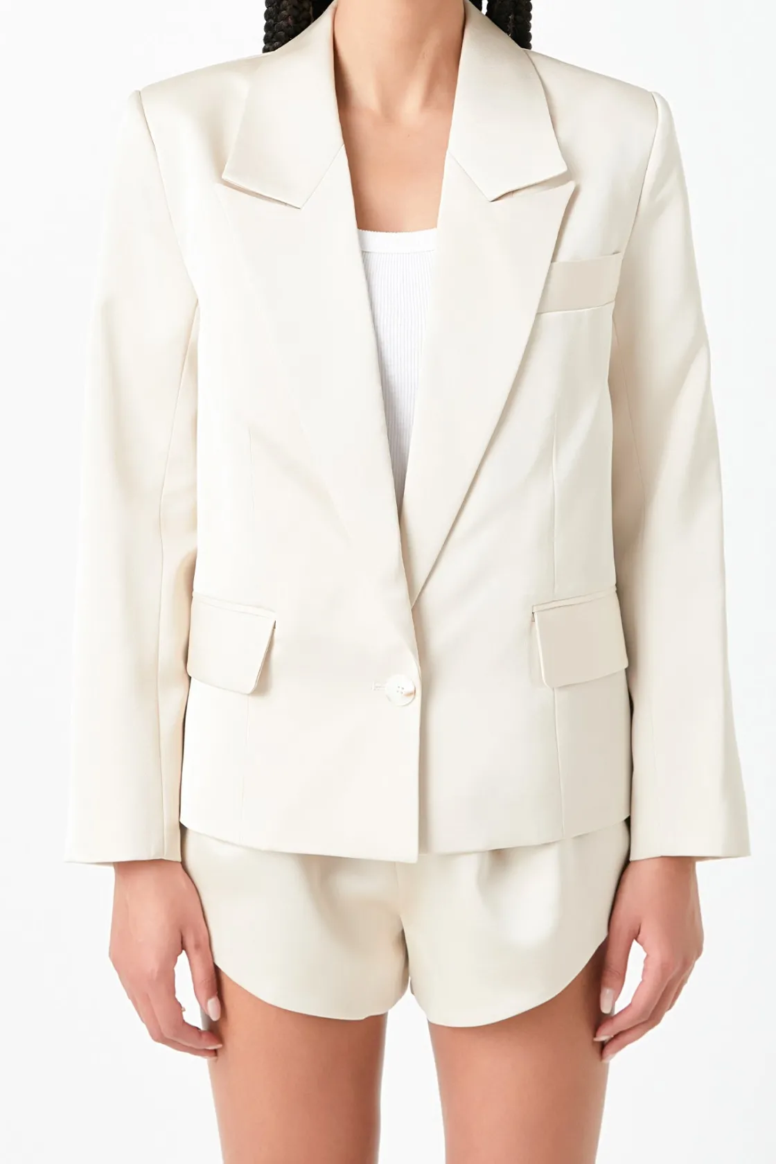 grey_lab__one_button_sati_1.webp GREY LAB Matching Sets | Blazers*- One Button Satin Blazer