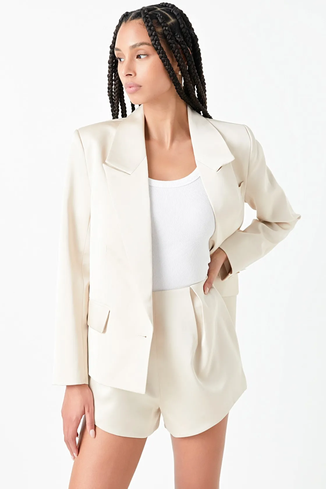 grey_lab__one_button_sati_3.webp GREY LAB Matching Sets | Blazers*- One Button Satin Blazer