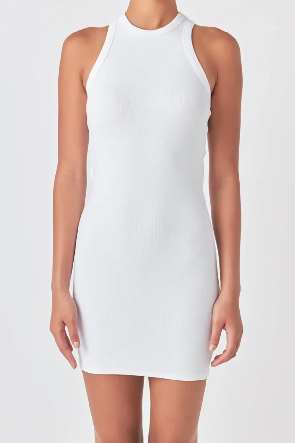 GREY LAB Tops*- Open Back Mini Rib Dress WHITE
