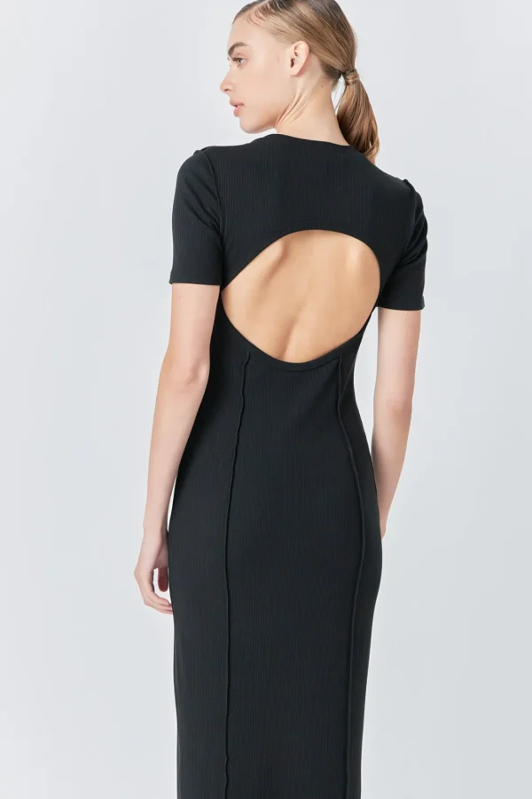 GREY LAB Knit Dresses | Sweaters & Knits*- Overlock Piping Knit Maxi Dress BLACK