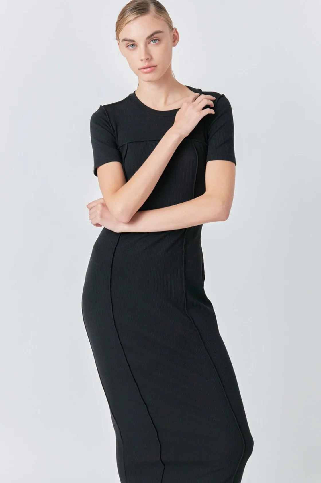 grey_lab__overlock_piping_1.webp GREY LAB Knit Dresses | Sweaters & Knits*- Overlock Piping Knit Maxi Dress BLACK