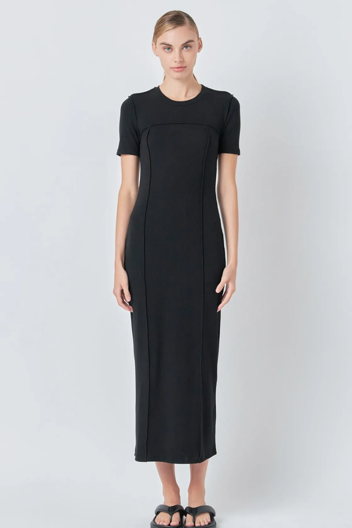 grey_lab__overlock_piping_2.webp GREY LAB Knit Dresses | Sweaters & Knits*- Overlock Piping Knit Maxi Dress BLACK
