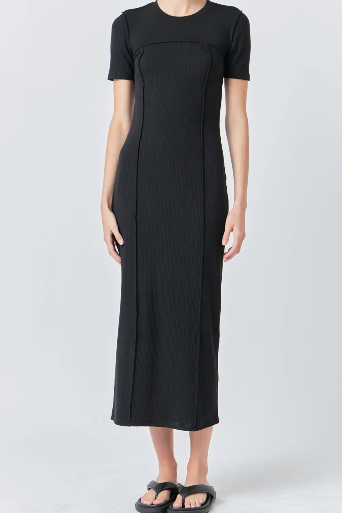 grey_lab__overlock_piping_3.webp GREY LAB Knit Dresses | Sweaters & Knits*- Overlock Piping Knit Maxi Dress BLACK